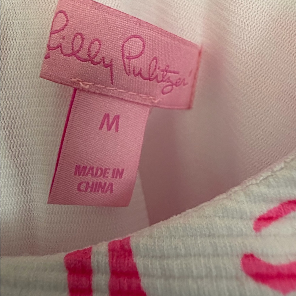 Lilly Pulitzer Pink and White Floral V-Neck Midi Dress - Picture 3 of 3